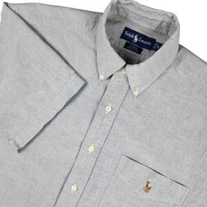 Ralph Lauren Gray Short-Sleeve Button-Down Shirt with Polo Pony